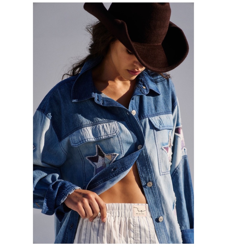 NWT Free People We The Free To The Stars Denim Top